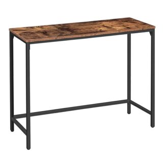 console/ sofa table with support bar, hallway entrance table for living room, entryway, corridor, sturdy, easy assembly, wood look accent table, rustic brown