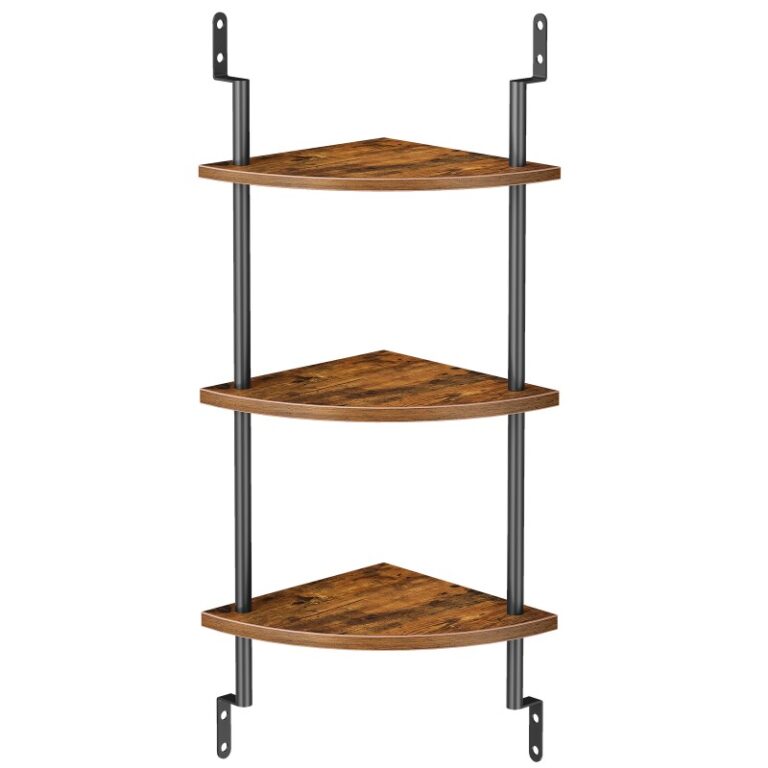 Industrielle 3-stufige Eckschelfwand montiert, Rustikale braune und schwarze Ecke schwimmende Regale Aufbewahrungsregal, Pflanzenausstellungsbuch für Wand im Wohnzimmer, Küche, Studie