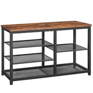 مقعد الأحذية, مقعد المدخل, 5 رف الأحذية الطبقة, مقعد التخزين, توفير المساحة, لغرفة النوم, غرفة الجلوس, شرفة, مدخل, ريفي البني والأسود