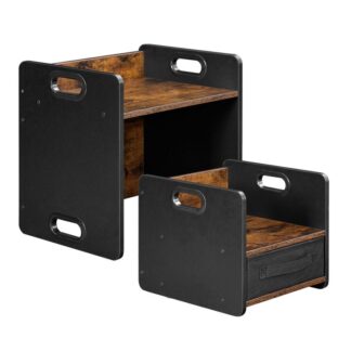 Montessori odstavení a sada židle, Sada stolu a židle batole, Montessori nábytek pro děti 1-3 Rok starý, Dětský stůl a židle pro čtení rustikální hnědé a černé