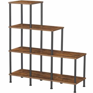 DIY -kirjahyllyn järjestäjä, 4-Tier -kuutiohyllyn järjestäjä, Industrial -askel kirjahylly, tikkaat hylly 6-kuutiolla säilytysjärjestäjä, kuution kirjahylly, kuution säilytyshylly olohuoneen maalaismainen ruskea