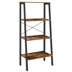 bookcase with 4 shelves, sturdy ladder shelf, plant shelf, kitchen shelf, industrial bathroom shelf, metal frame for living room, bedroom, study