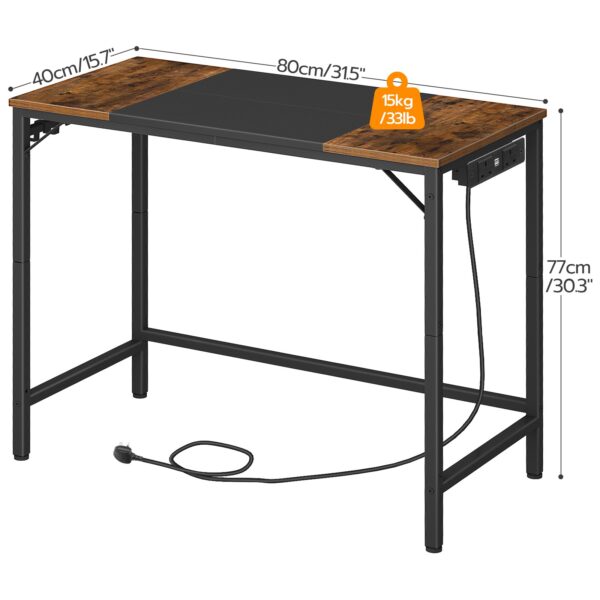 Γραφείο υπολογιστή, Γραφείο γραφείου με έξοδο ενέργειας, Γραφείο υπολογιστή με 4 Άγκιστρα, Σύγχρονη γραφή μελέτης για αίθουσα μελέτης, Υπουργείο Εσωτερικών, Βιομηχανικός Σχεδιασμός, Ρουστίκ καφέ και μαύρο