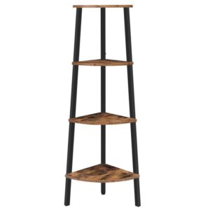 corner shelf, 4-tier ladder shelf, free standing bookshelf bookcase, industrial plant stand, storage rack organiser display shelving unit, for hallway, living room, bedroom, office