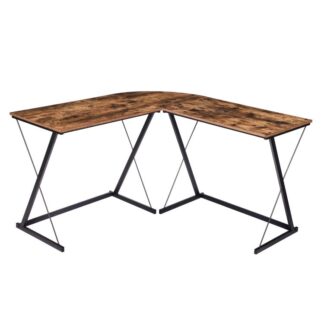 Γραφείο υπολογιστή σχήματος L, z σχήματος γωνιακό γραφείο, Μελέτη εξοικονόμησης χώρου Οργανισμός PC για το γραφείο στο σπίτι, σταθερό γραφείο τυχερών παιχνιδιών, βιομηχανικός, ρουστίκ