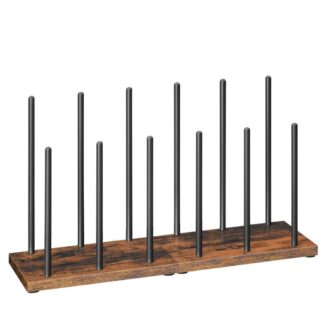 رف الأحذية, رف الحذاء طويل القامة, منظم التمهيد, رف أحذية التمهيد المعدني, يحمل 6 أزواج من الأحذية, للدخول, غرفة نوم, خزانة, ريفي البني والأسود