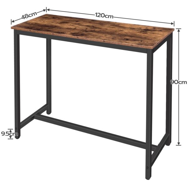 τραπέζι μπαρ, 47.2" ορθογώνιος πίνακας παμπ, τραπεζαρία για σαλόνι, τραπεζαρία, κουζίνα, ρυθμιζόμενα πόδια, ανθεκτικό μεταλλικό πλαίσιο, βιομηχανικός σχεδιασμός, Εύκολη συναρμολόγηση, ρουστίκ