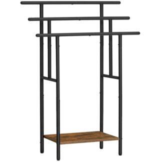 39.4" Hohe freistehende Handtuchregal für Badezimmer, 3 Stufe Stufen -Decken -Rack mit Regal, Übergroßer Trocken- und Präsentationsständer für Badetücher, Schwarz und rustikalbraun