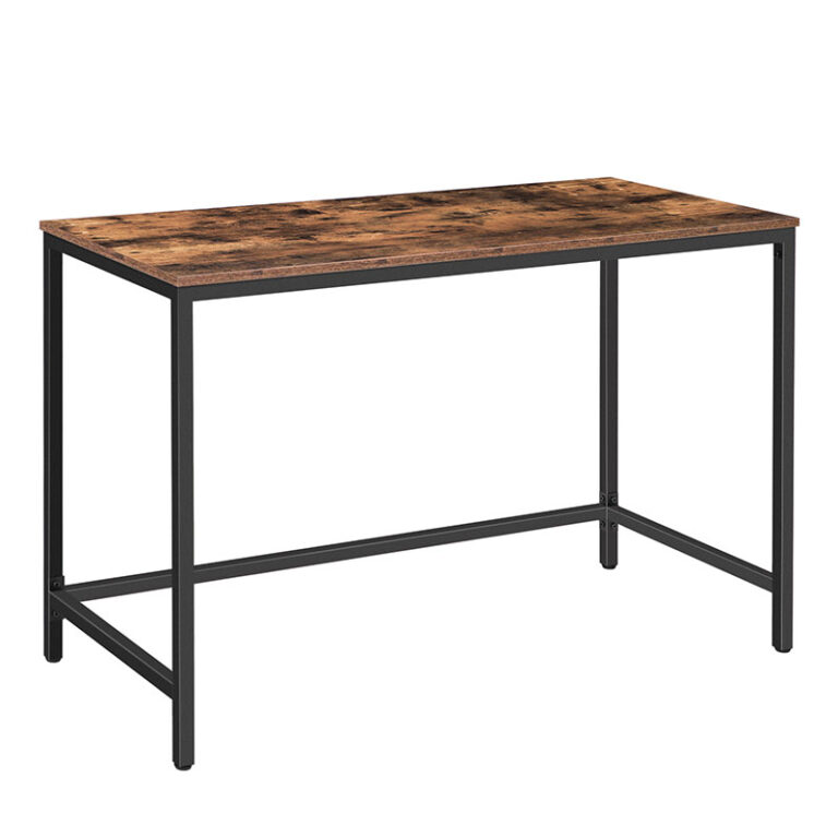 Biurko komputerowe, 120 CM Industrial Writer Desk, Prosta stacja robocza studiów biurowych dla biura domowego, Biurko PC, Stabilna i solidna metalowa rama, Łatwy montaż, Rustykalny brąz i czerń