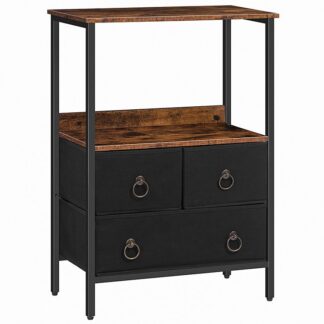 commode pour chambre, 3 commode à tiroirs, cabinet de stockage, cadre en acier robuste, Tour de rangement avec étagère ouverte, pour la chambre, couloir, entrée, placard, assemblage facile