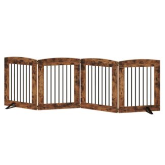 Βιομηχανική εσωτερική πύλη σκύλου με πόδια υποστήριξης, 24 Ιντσα 4 Πάνελ, Ελεύθερη πύλη κατοικίδιων ζώων για πόρτα, Σκάλες, Πτυσσόμενο φράχτη σκύλου, 360° μεντεσέ για εύκολη πρόσβαση, Ανθεκτικός σωλήνας σιδήρου