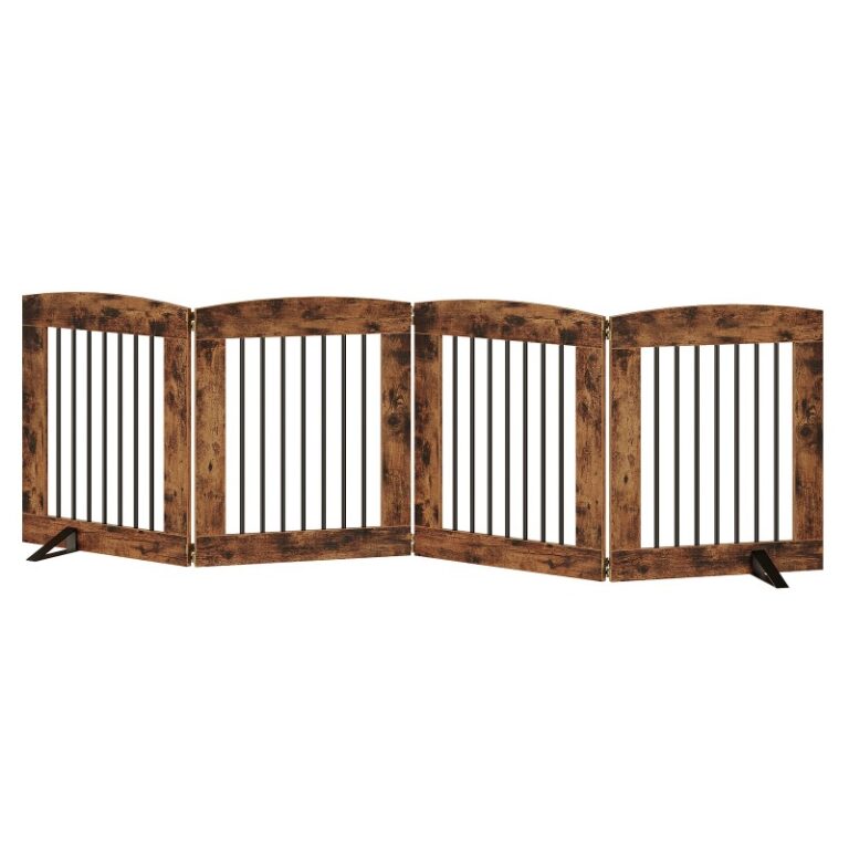 Industrielles Indoor -Hundetor mit Stützfüßen, 24 Zoll 4 Panels, Freistehendes Haustor für die Tür, Treppe, Klapphundzaun, 360° Scharnier für einen einfachen Zugang, Stabile Eisenrohr