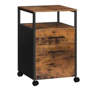 rolling container with 2 drawers, filing cabinet, mobile office cabinet with open compartments, hanging file compartments, for a4 and letter size, for office, bedroom, living room