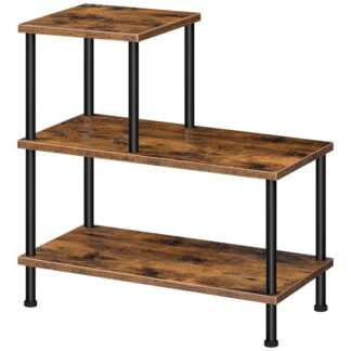 Τελικός πίνακας, 3-Στεγαστικό τραπέζι της βαθμίδας, Καναπές κομοδίνο, με διακοσμητικό ράφι διακοσμητικής σκάλας, Για μικρό χώρο στο σαλόνι, Υπνοδωμάτιο, Μεταλλικό Πλαίσιο, Ρουστίκ καφέ και μαύρο