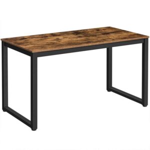 Computer Desk, Home Office Writing Desk, 55.1 x 23.6 x 29.9 Inch Industrial PC Laptop Study Table in Living Room, Bedroom, Sturdy Metal Frame, Easy Assembly, Rustic Brown and Black