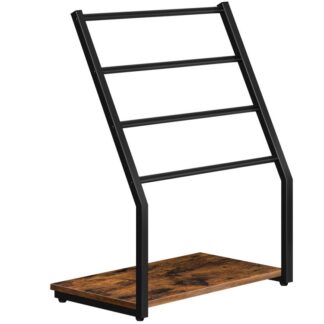freistehendes Handtuchregal für Badezimmer, 4-Tier -Decken -Rack, 23.6" L x 14.2" W x 31,5" H, Blacked Ladder hält, Freibad, Trocknen und Display -Rack, rustikalbraun und schwarz