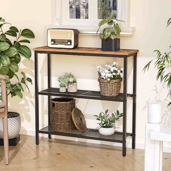 75سم طاولة كونسول ضيقة, 3-Tier Entryway Table with Shelves, ريفي براون & Black Slim Side Display Table for Hallway, مدخل, غرفة المعيشة وغرفة النوم