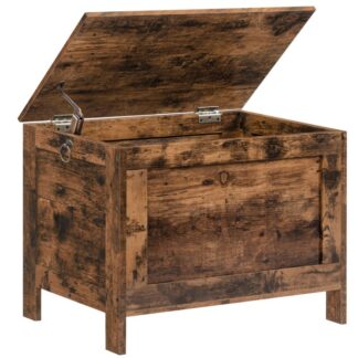 storage chest, sturdy toy box organizer with safety hinge, wooden storage bench, retro shoe bench, 23.6" toy chest, for living room, bedroom, easy assembly, rustic brown