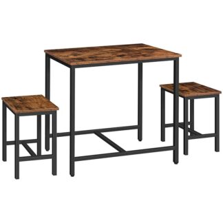 مجموعة طاولة الطعام, طاولة الشريط والكراسي مجموعة, طاولة المطبخ وبراز البار, 3-قطعة جدول الإفطار مجموعة للمطبخ, غرفة المعيشة, حزب, بني ريفي أسود