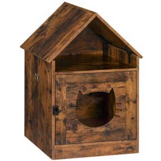 kissan pentueen kotelo, piilotettu kissan pesuhuone katolla, puiset pentuekalvokalusteet ovella ja kissan pään avaamisella, sisätilojen lemmikkitalo ylimääräistä tilaa päällä, Asenna useimmat kissat