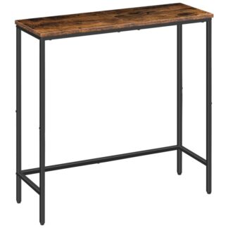 narrow console table, 29.5" entryway small hallway table display for hallway, bedroom, living room, foyer, rustic brown and black