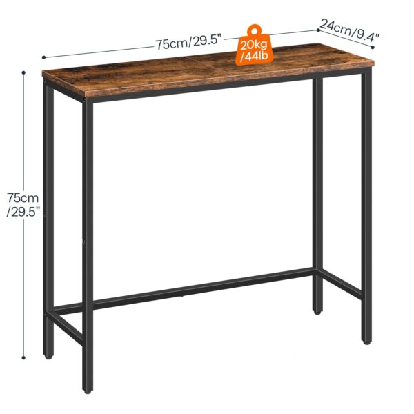 στενό τραπέζι κονσόλας, 29.5" Εισαγωγή μικρού τραπεζιού διαδρόμου για διάδρομο, υπνοδωμάτιο, καθιστικό, φουαγιέ, ρουστίκ καφέ και μαύρο