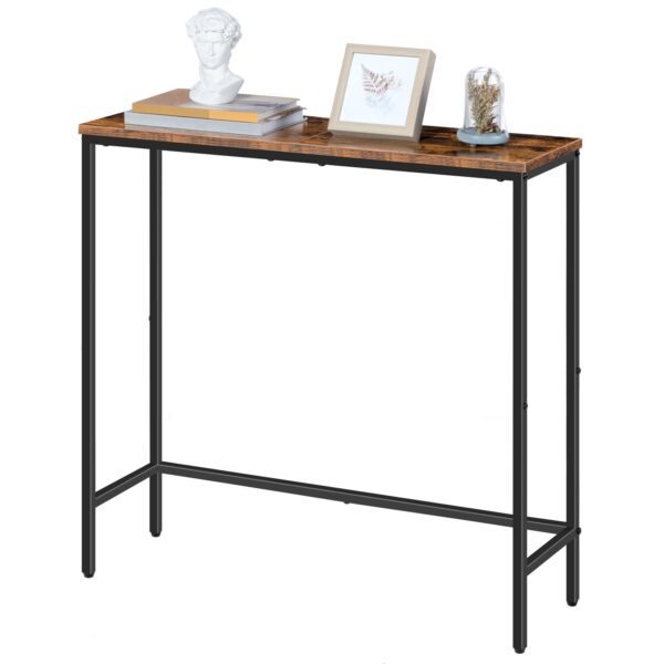 στενό τραπέζι κονσόλας, 29.5" Εισαγωγή μικρού τραπεζιού διαδρόμου για διάδρομο, υπνοδωμάτιο, καθιστικό, φουαγιέ, ρουστίκ καφέ και μαύρο