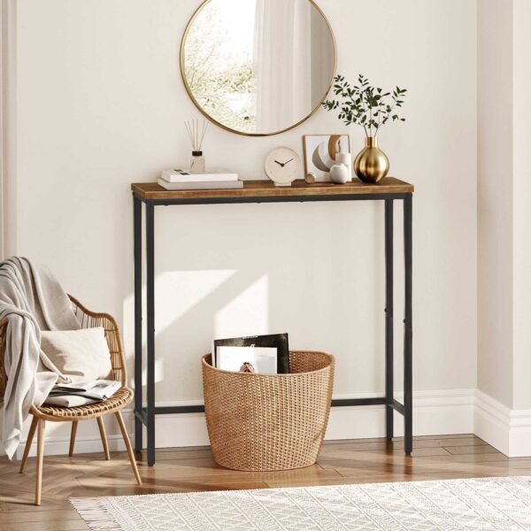στενό τραπέζι κονσόλας, 29.5" Εισαγωγή μικρού τραπεζιού διαδρόμου για διάδρομο, υπνοδωμάτιο, καθιστικό, φουαγιέ, ρουστίκ καφέ και μαύρο