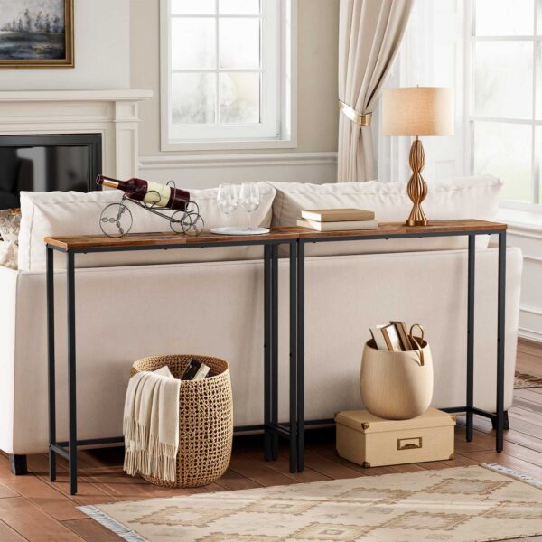στενό τραπέζι κονσόλας, 29.5" Εισαγωγή μικρού τραπεζιού διαδρόμου για διάδρομο, υπνοδωμάτιο, καθιστικό, φουαγιέ, ρουστίκ καφέ και μαύρο
