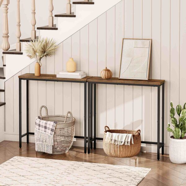 στενό τραπέζι κονσόλας, 29.5" Εισαγωγή μικρού τραπεζιού διαδρόμου για διάδρομο, υπνοδωμάτιο, καθιστικό, φουαγιέ, ρουστίκ καφέ και μαύρο