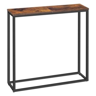 29.5-inch narrow console table, small entrance table, entryway slim side display for hallway, bedroom, living room, foyer, rustic brown and black