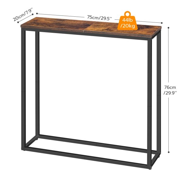 75cm Narrow Console Table, Compact Entryway Display Side Table for Hallway, Bedroom, Living Room and Foyer, Rustic Brown & Black