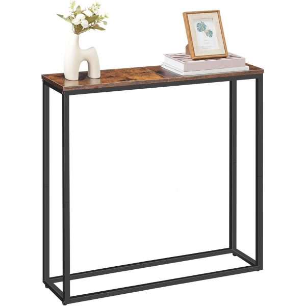 75cm Narrow Console Table, Compact Entryway Display Side Table for Hallway, Bedroom, Living Room and Foyer, Rustic Brown & Black