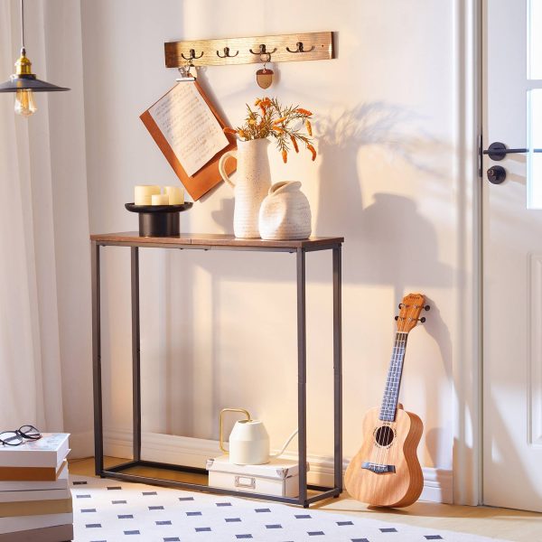 75cm Narrow Console Table, Compact Entryway Display Side Table for Hallway, Bedroom, Living Room and Foyer, Rustic Brown & Black