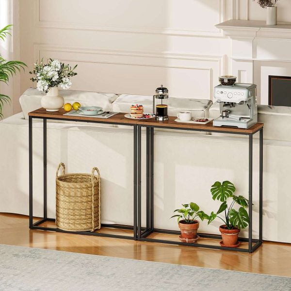 75cm Narrow Console Table, Compact Entryway Display Side Table for Hallway, Bedroom, Living Room and Foyer, Rustic Brown & Black