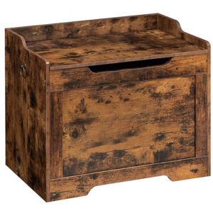 Storage Chest, Storage Bench with Safety Hinge, Retro Storage Organizer, Storage Trunk, Enclosure On Top, Supports 220 lb, Entryway Shoe Bench, Easy Assembly, Rustic Brown