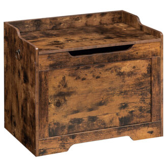 Storage Chest, Storage Bench with Safety Hinge, Retro Storage Organizer, Storage Trunk, Enclosure On Top, Supports 220 lb, Entryway Shoe Bench, Easy Assembly, Rustic Brown