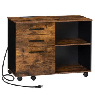 arkistokaappi, sivuttaiskaappi, Toimistokaapit pistorasialla, USB -latausportti, 3-laatikko, tulostimen teline, säilytyshylly, Ripusta tiedostokansiot, A4, kirjeen koko, kotitoimisto