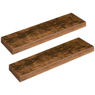 floating shelves, wall shelf set of 2, 31.5 inch hanging shelf with invisible brackets, for bathroom, bedroom, toilet, kitchen, office, living room decor, rustic brown