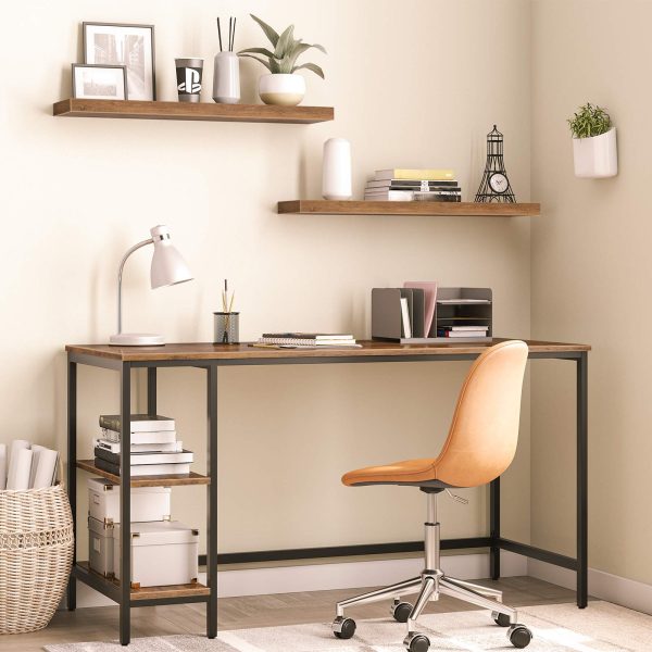 Set di mensole sospese da parete in 2 pezzi marrone rustico con staffe invisibili, Adatto per il bagno, Camera da letto, Cucina, Decorazione dell'ufficio e del soggiorno