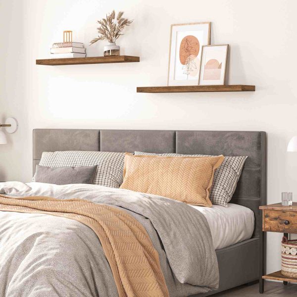 Set di mensole sospese da parete in 2 pezzi marrone rustico con staffe invisibili, Adatto per il bagno, Camera da letto, Cucina, Decorazione dell'ufficio e del soggiorno