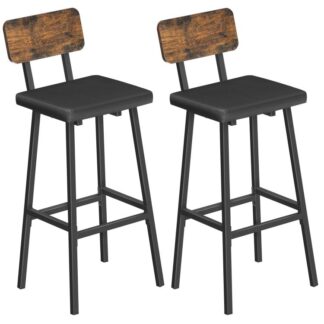 براز بار أسود, مجموعة من 2 براز بار طويل منجد, مقاعد الإفطار في المطبخ مع مساند للقدمين, كراسي بار, للمطبخ, غرفة العشاء, حاجِز, كافيه, ريفي البني والأسود