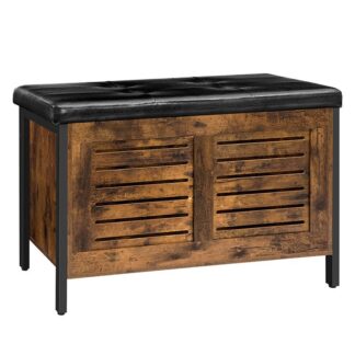 coffre de rangement, coffre à jouets en bois, banc de rangement avec siège rembourré, banc à chaussures, soutien 220 kg, banc d'entrée, 31.5 x 15.7 x 19.3 pouces, assemblage facile, tabouret de fin de lit, chambre à coucher