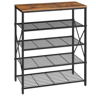 5-رف الأحذية الطبقة, منظم أحذية قائما بذاته, رف تخزين الأحذية, 16-20 أزواج من الأحذية, رف الأحذية للمدخل, 71 x 29 س 82.5 سم, اطار معدني,