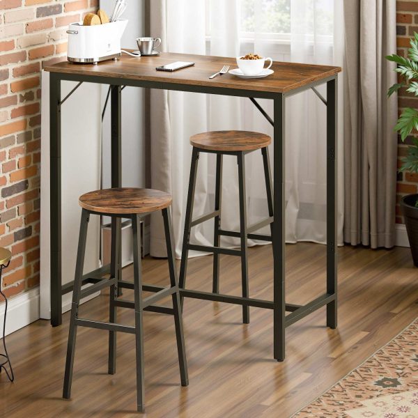 طاولة شريط مع محطة الشحن, طاولة حانة مستطيلة, طاولة قهوة عالية أعلى, طاولة ارتفاع شريط العداد, طاولة طعام طويلة ضيقة طويلة, ريفي البني والأسود