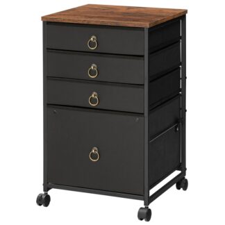 4-Drawer Mobile Arkistokaappi, Liikkuva tulostinteline laatikoiden kanssa, Pöytävierailutiedostokaapit kotitoimistolle, A4/kirjaimen koko, Kuitukangaslaatikko, Helppo kokoonpano, Musta