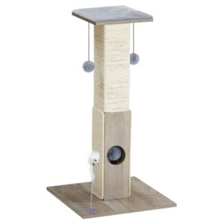 28.3" Hoher Kratzbaum für Katzen, Katzenkratzbäume für Wohnungskatzen, Sisal-Katzenkratzturm mit baumelndem Ball für große Katzen, Hoher Kratzmöbel-Aktivitätskratzer für Katzen, Greige