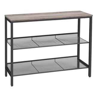 Console Table, Sofa Table with 2 Flat or Slant Adjustable Mesh Shelves, Hallway Table and Sideboard, for Entryway, Living Room, Corridor, Easy Assembly, Industrial, Grey and Black