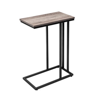 side table, coffee table, c shape, small coffee table, 46 x 25 x 63.5 cm, living room table with adjustable feet, metal frame, industrial design, grey black