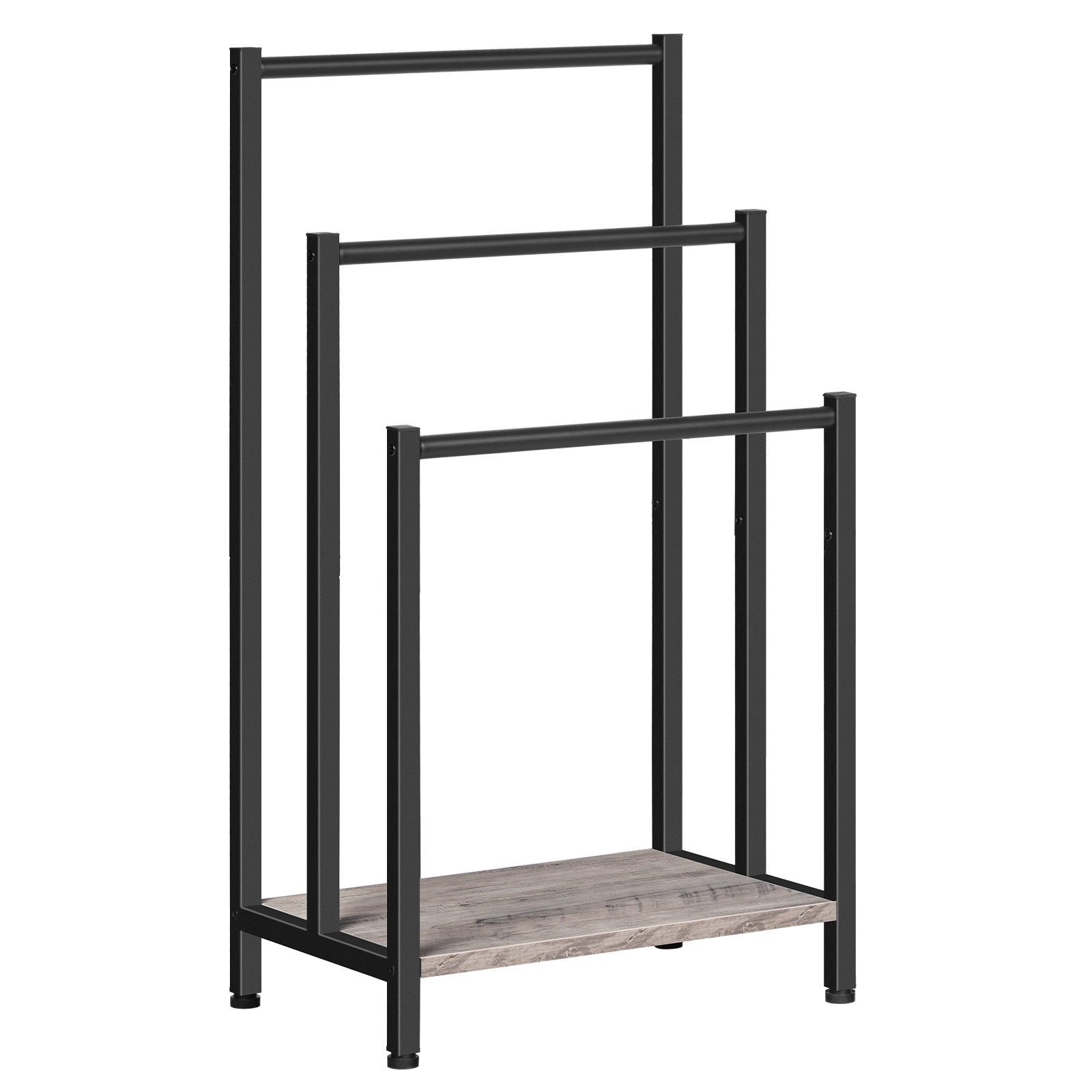 Freestanding 3-Tier Handduch Rack, Metal Blanket Ladder Holder for Bathroom, Industriell-Stil Trocknung & Display Rack with Shelf, Gro & Schwaarz